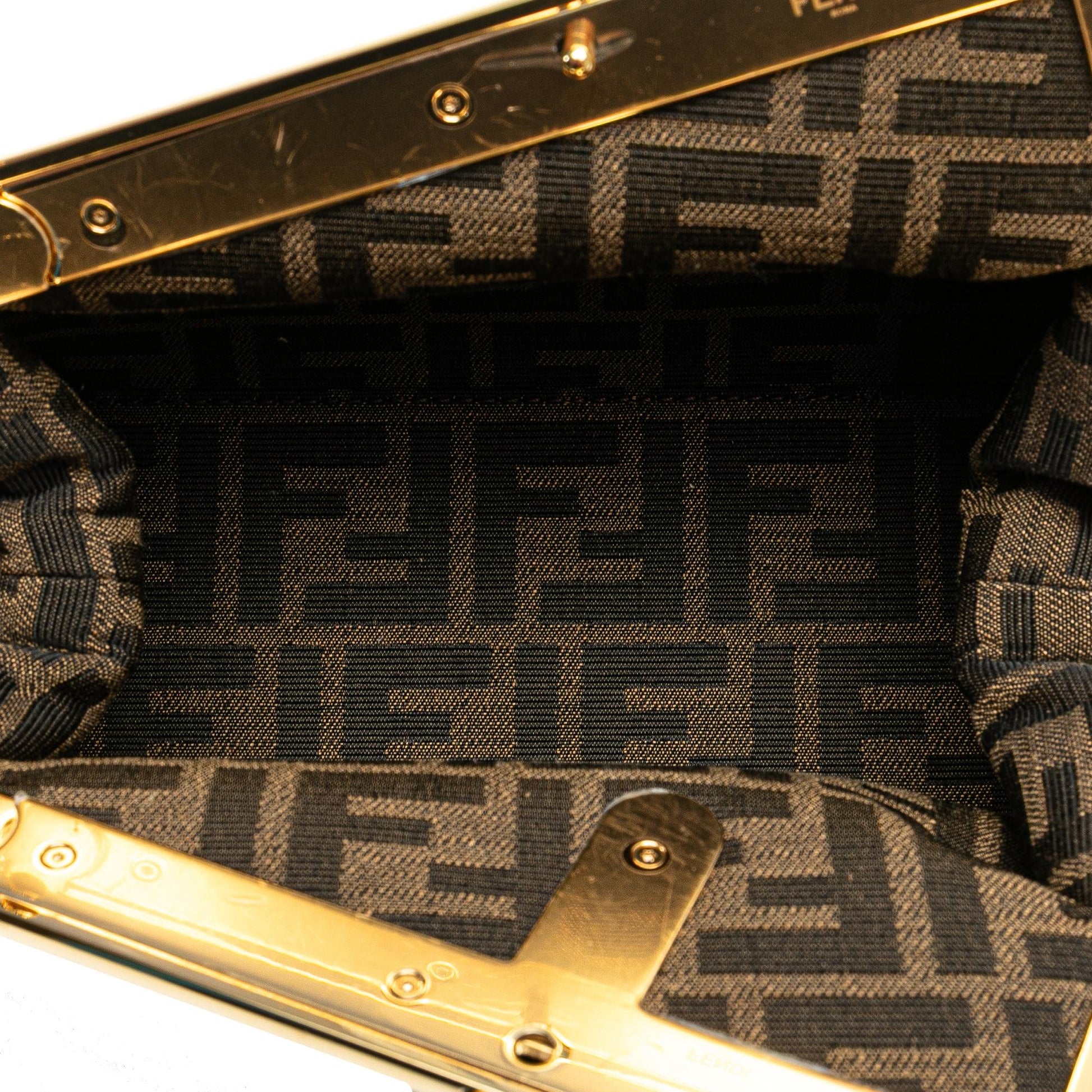 Fendi Mini Zucca Embossed Leather Baguette Satchel