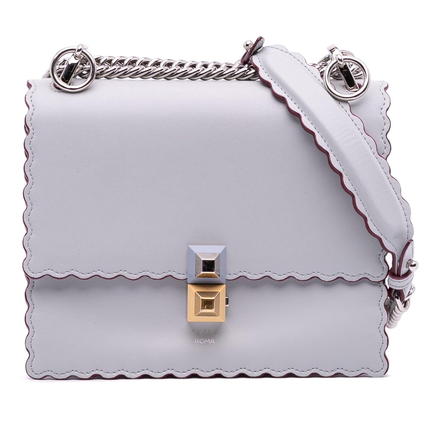 Fendi Small Leather Studded Scalloped Kan I
