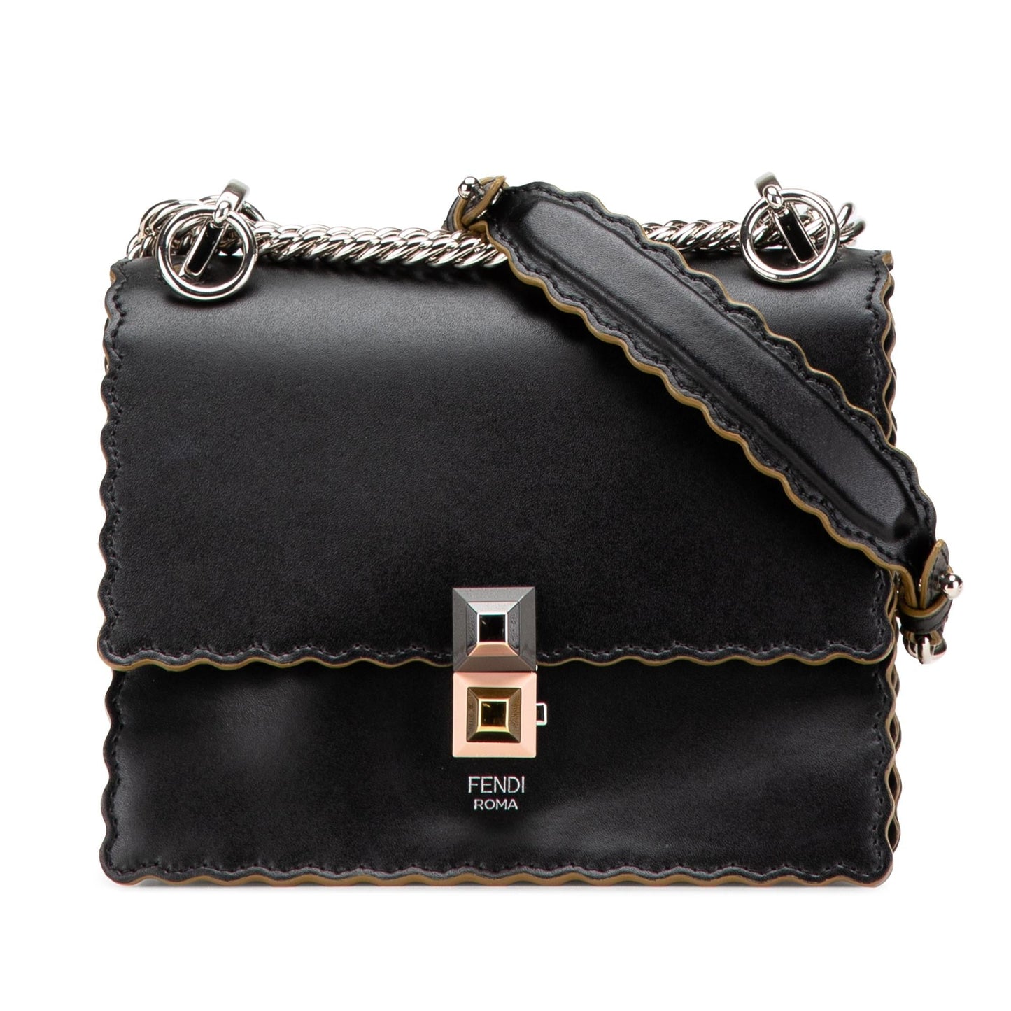 Fendi Small Scalloped Leather Kan I Crossbody