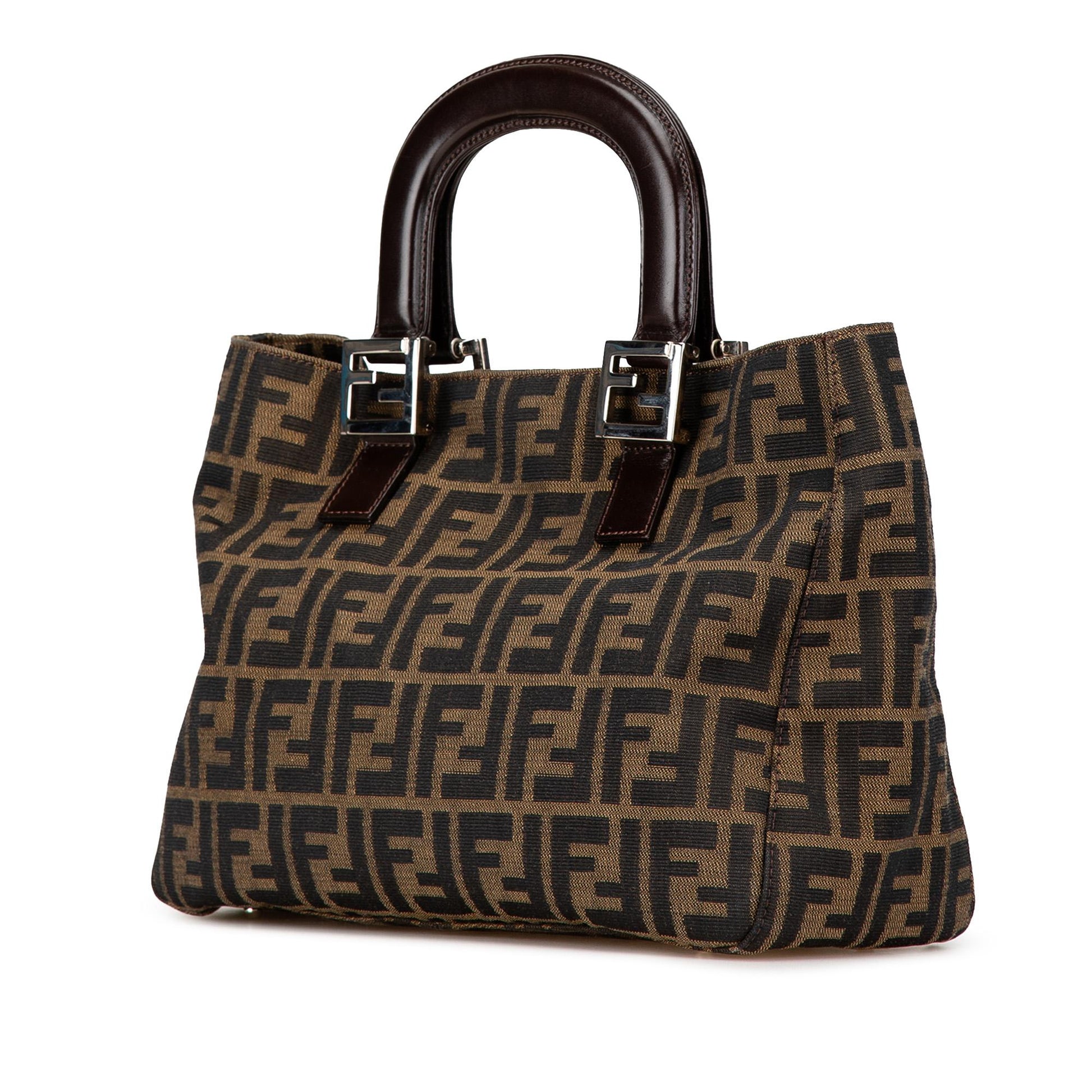 Fendi Zucca Canvas Double Flap Shoulder Bag