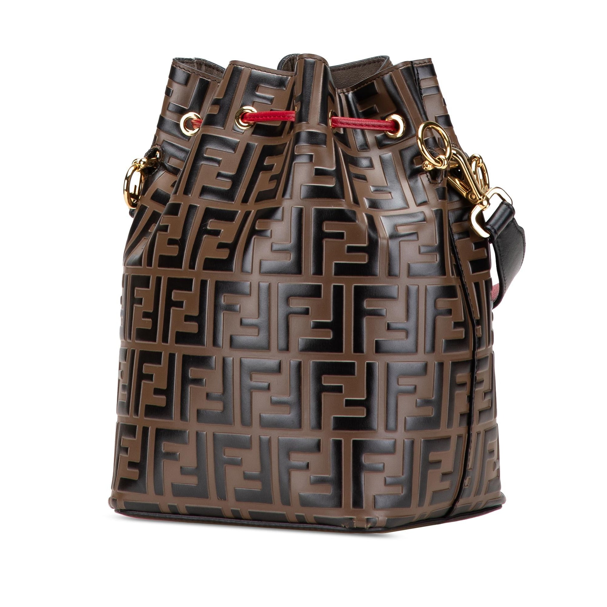 Fendi Small Zucca Embossed Leather Mon Tresor Bucket