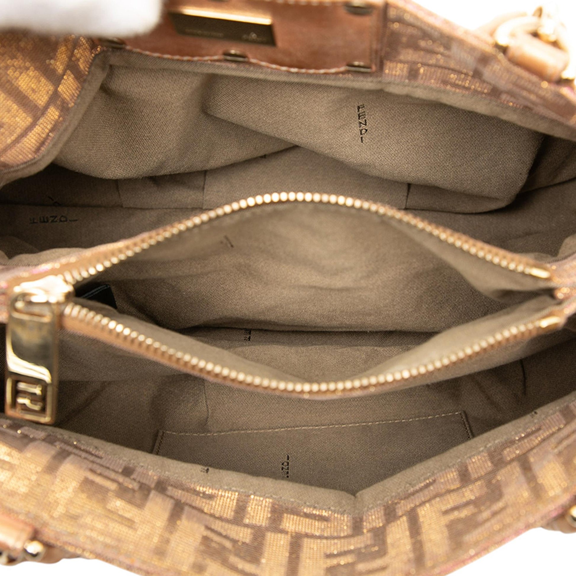 Fendi Small Zucca Metallic Lurex Mia Chain Tote