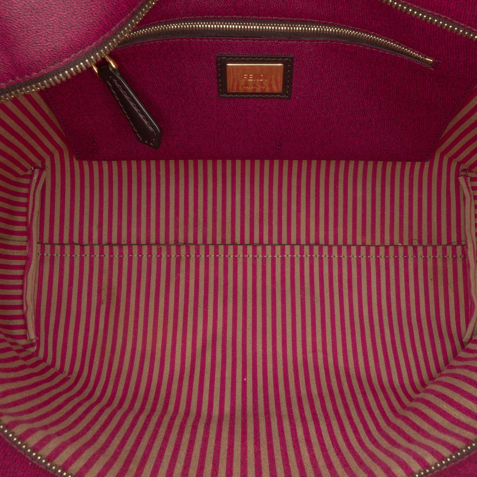 Fendi Zucca Canvas Push Lock Box Handbag