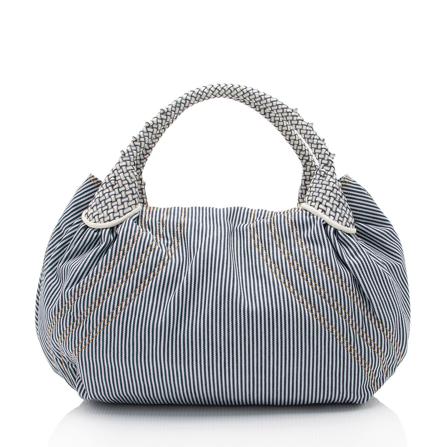 Fendi Striped Denim Spy Satchel (SHF-i8ZclG)