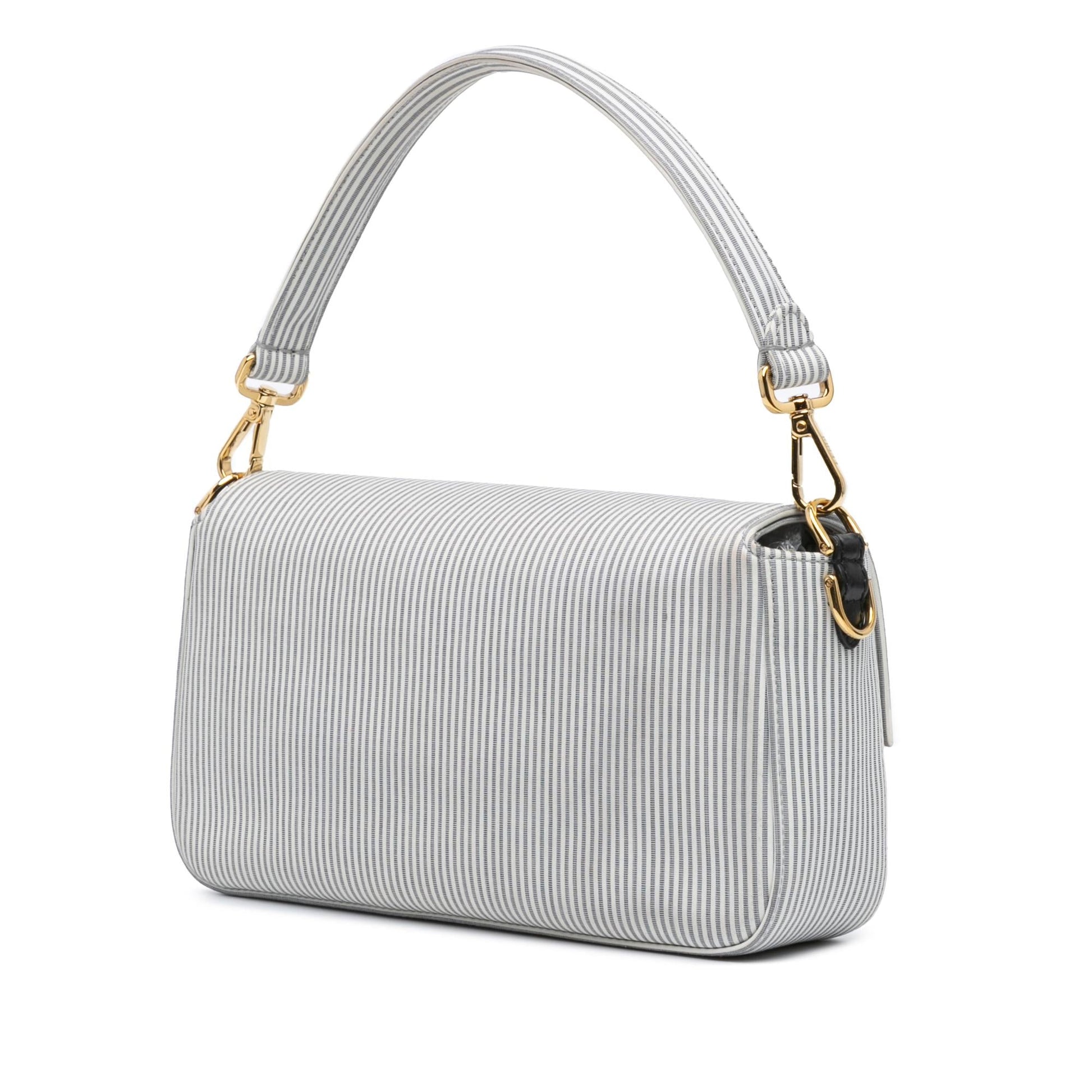 Fendi Zucca Embossed Stitched Leather Baguette Satchel