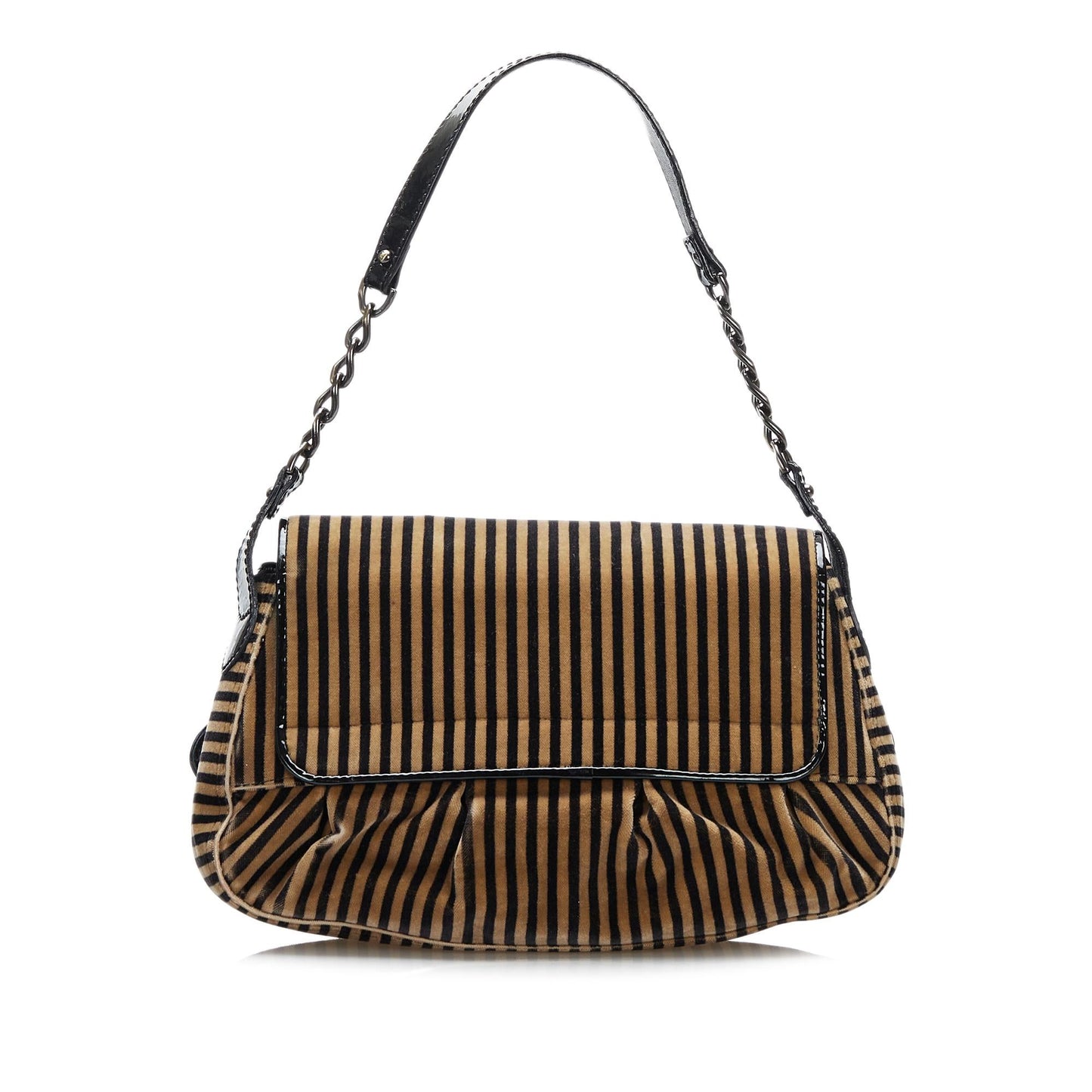 Fendi Striped Velvet B Bis Bag (37726)