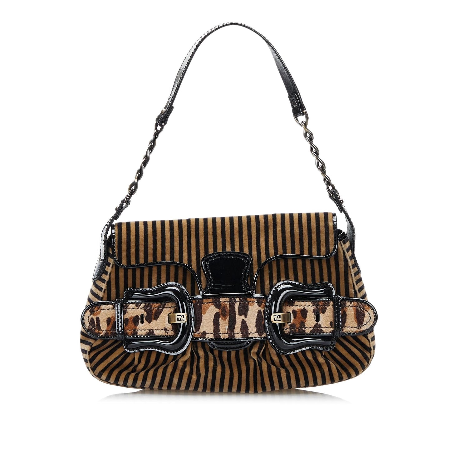 Fendi Striped Velvet B Bis Bag (37726)