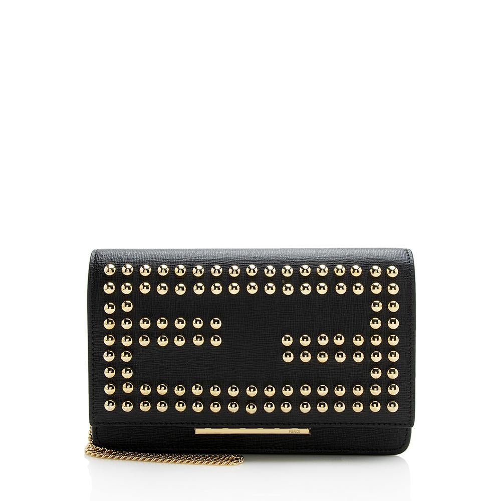 Fendi Studded Leather Wallet On Chain ( )
