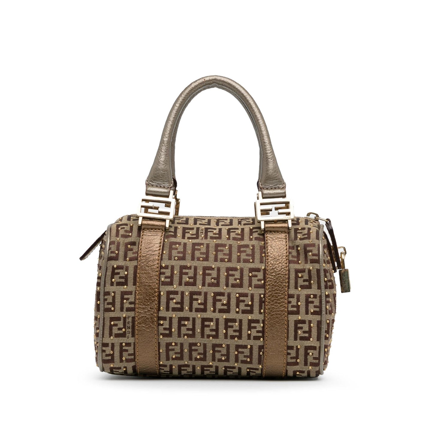 Fendi Studded Zucchino Boston Bag (q9Lttm)