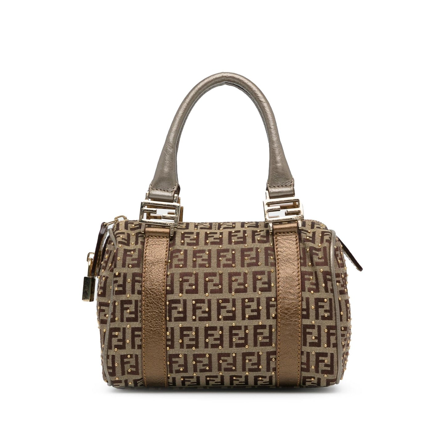 Fendi Studded Zucchino Boston Bag (q9Lttm)