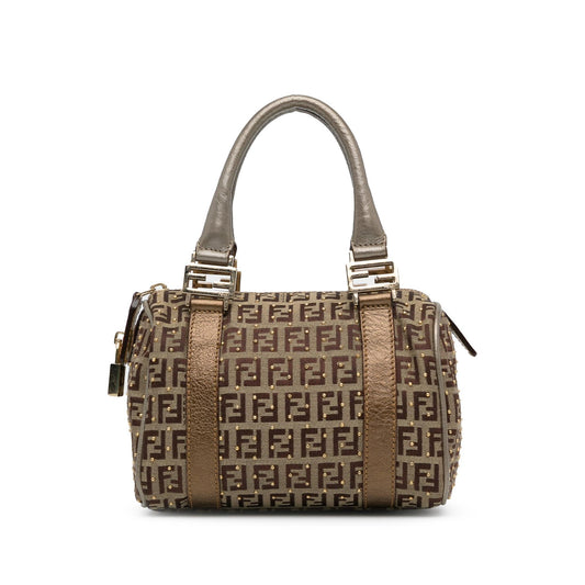 Fendi Studded Zucchino Boston Bag (q9Lttm)