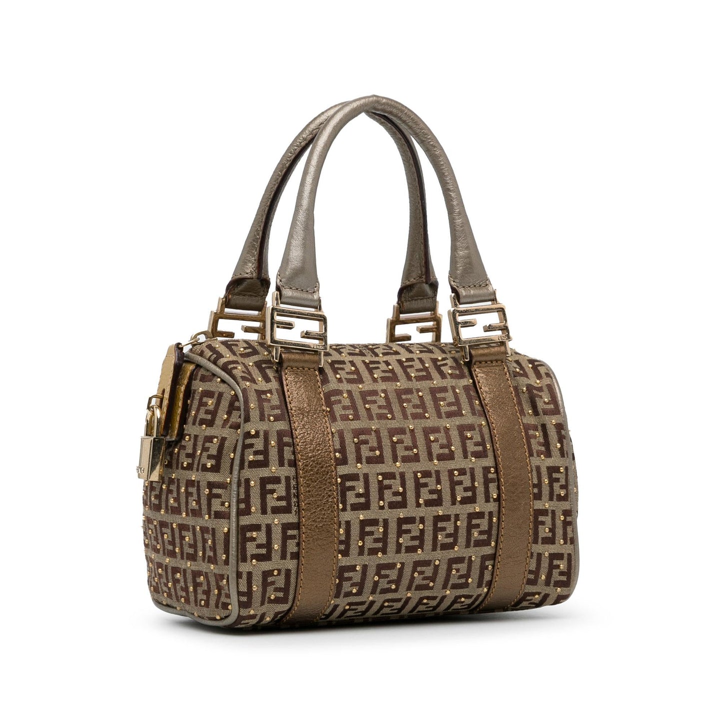 Fendi Studded Zucchino Boston Bag (q9Lttm)
