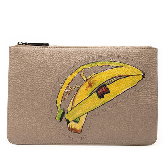 Fendi Sue Tilley Leather Banana Zip Clutch