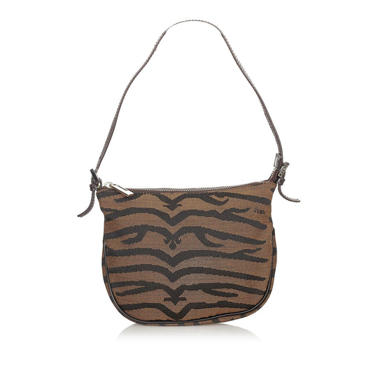 Fendi Tiger Print Canvas Shoulder Bag (24872)
