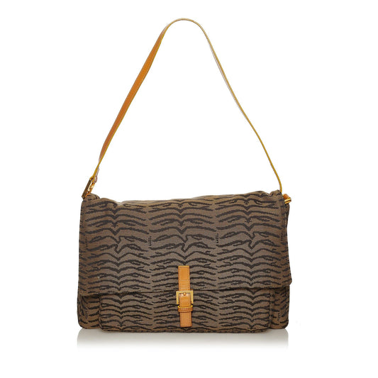 Fendi Tiger Print Canvas Shoulder Bag (37574)