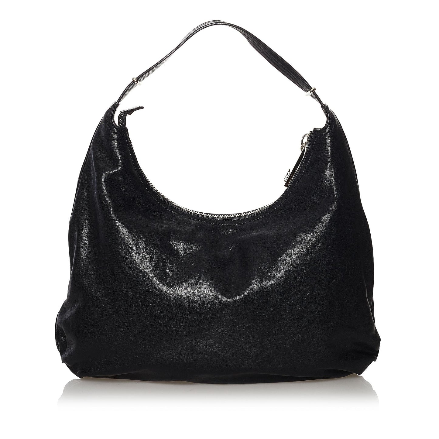 Fendi Unzipped Leather Hobo Bag (32868)