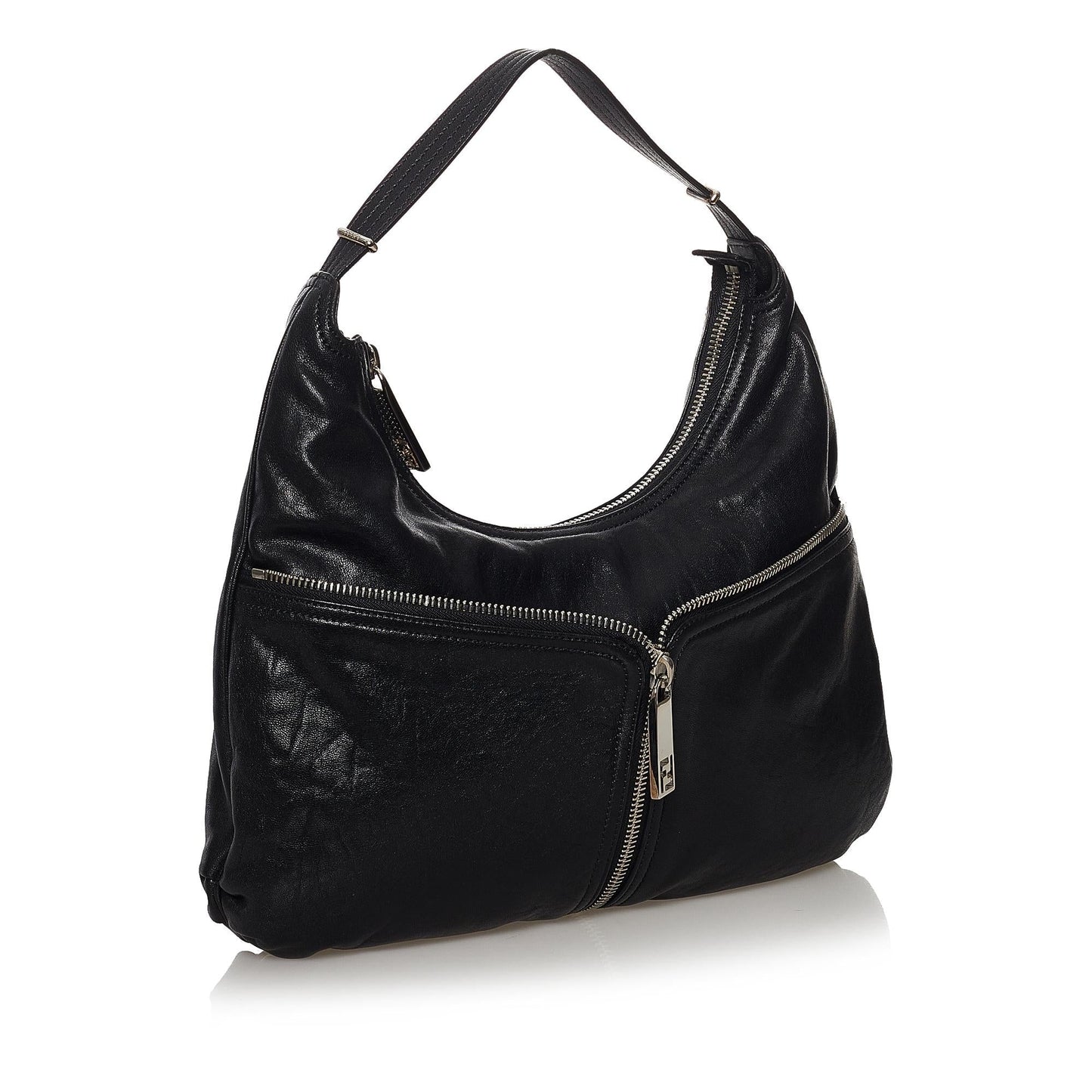 Fendi Unzipped Leather Hobo Bag (32868)