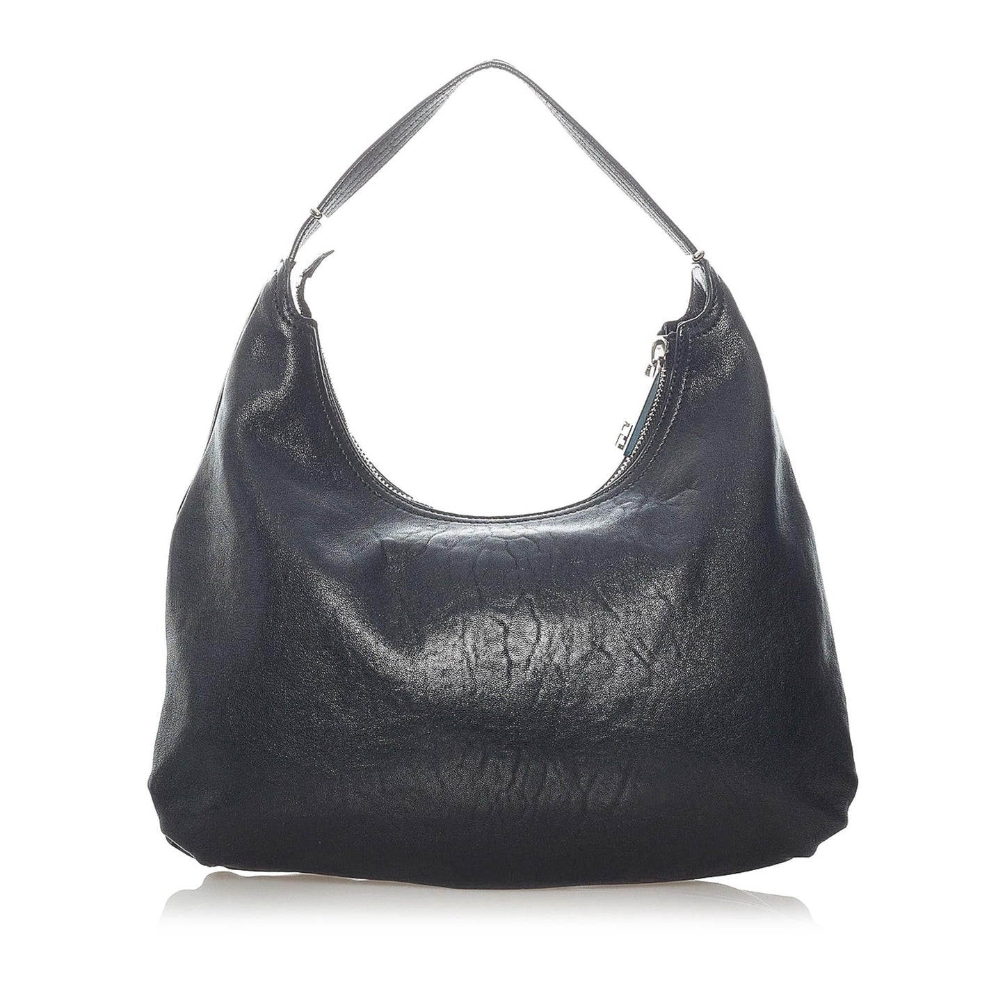 Fendi Unzipped Leather Hobo Bag (37305)