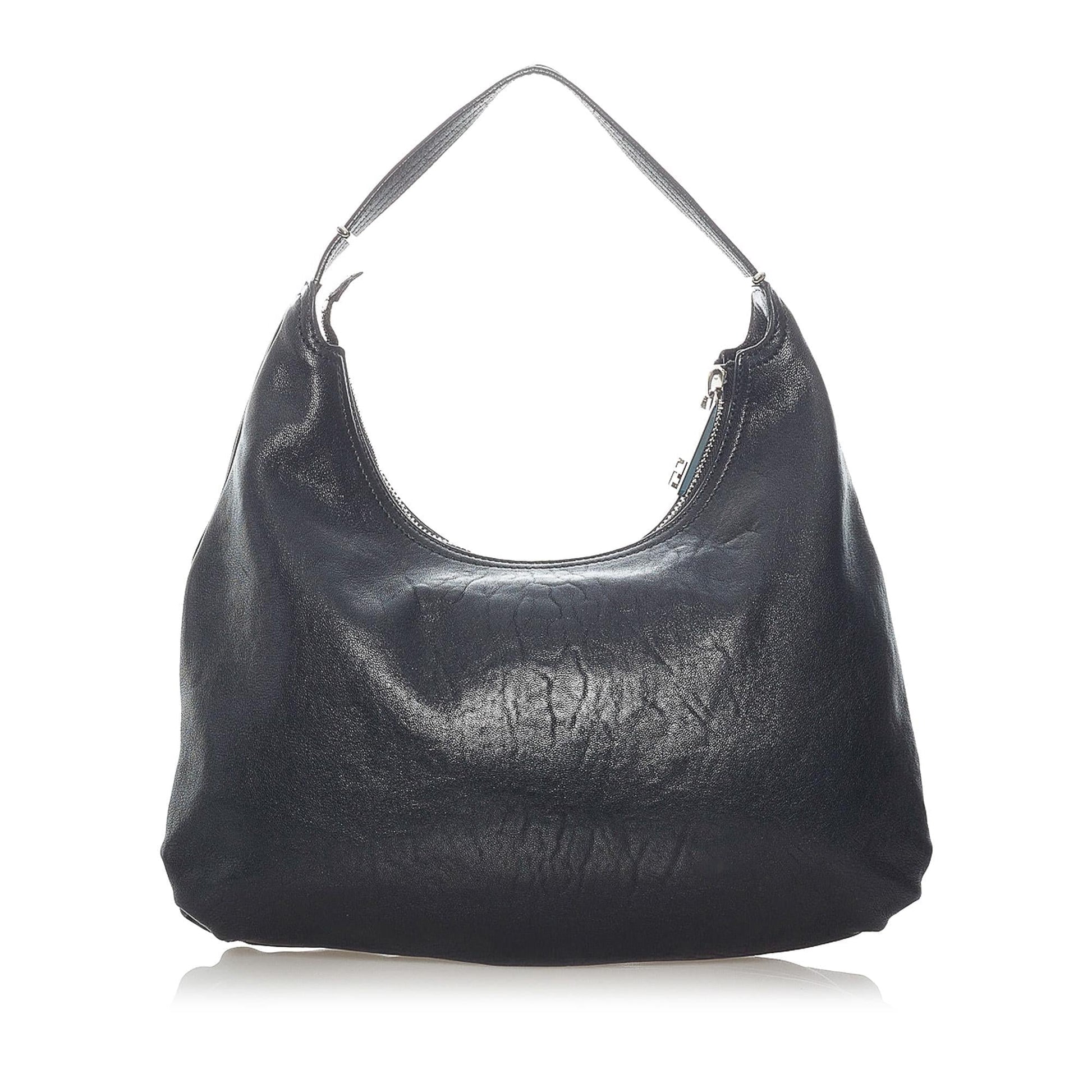 Fendi Unzipped Leather Hobo Bag