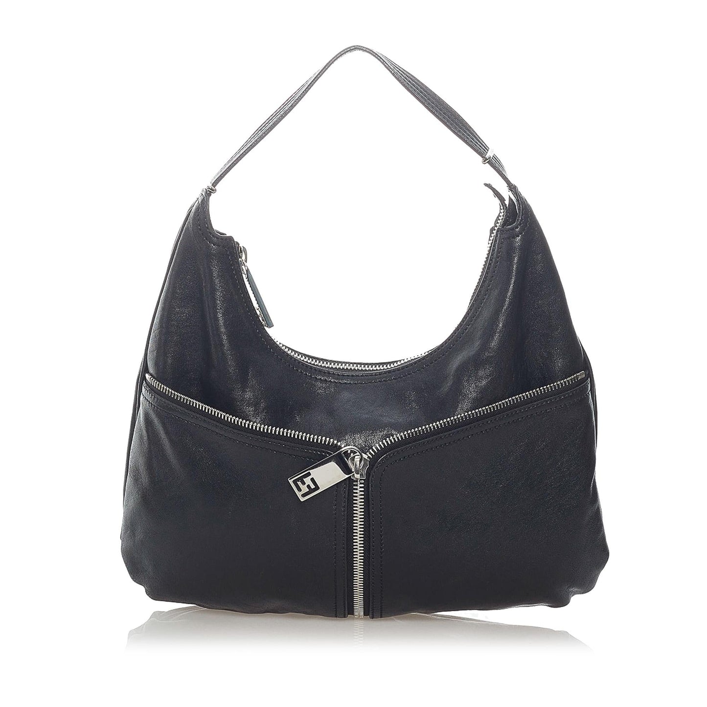 Fendi Unzipped Leather Hobo Bag (37305)