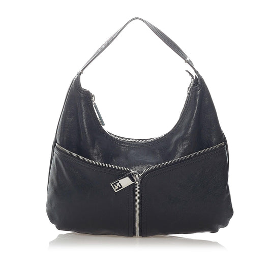 Fendi Unzipped Leather Hobo Bag (37305)
