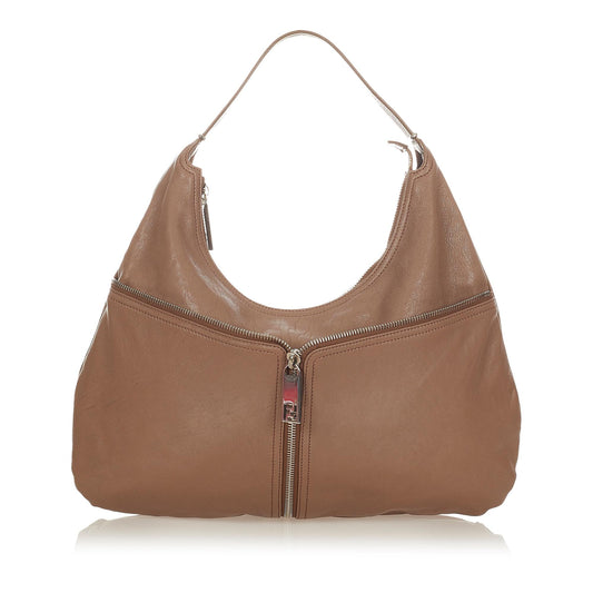 Fendi Unzipped Leather Shoulder Bag (25226)