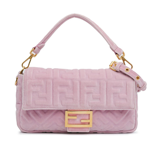 Fendi Velvet Zucca Embossed Baguette Satchel (eV17vo)