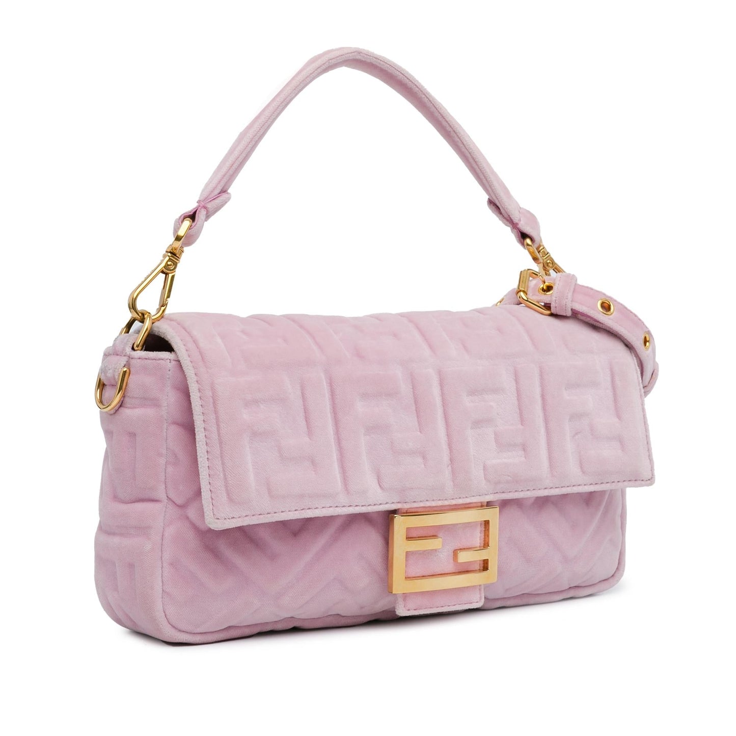 Fendi Velvet Zucca Embossed Baguette Satchel (eV17vo)