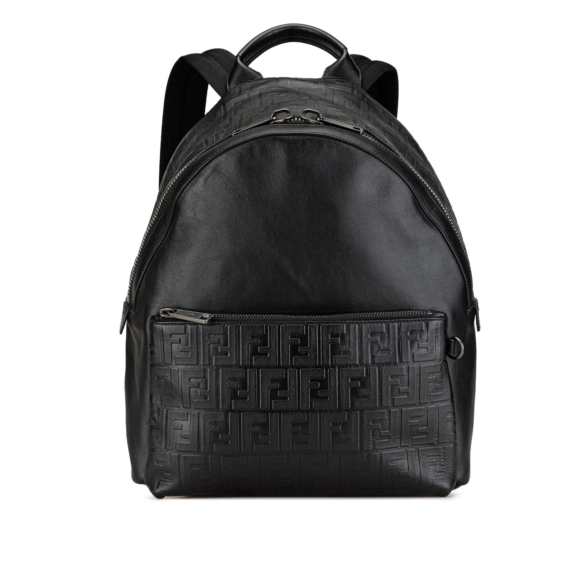 Fendi Vitello Grace Zucca Embossed Leather Backpack