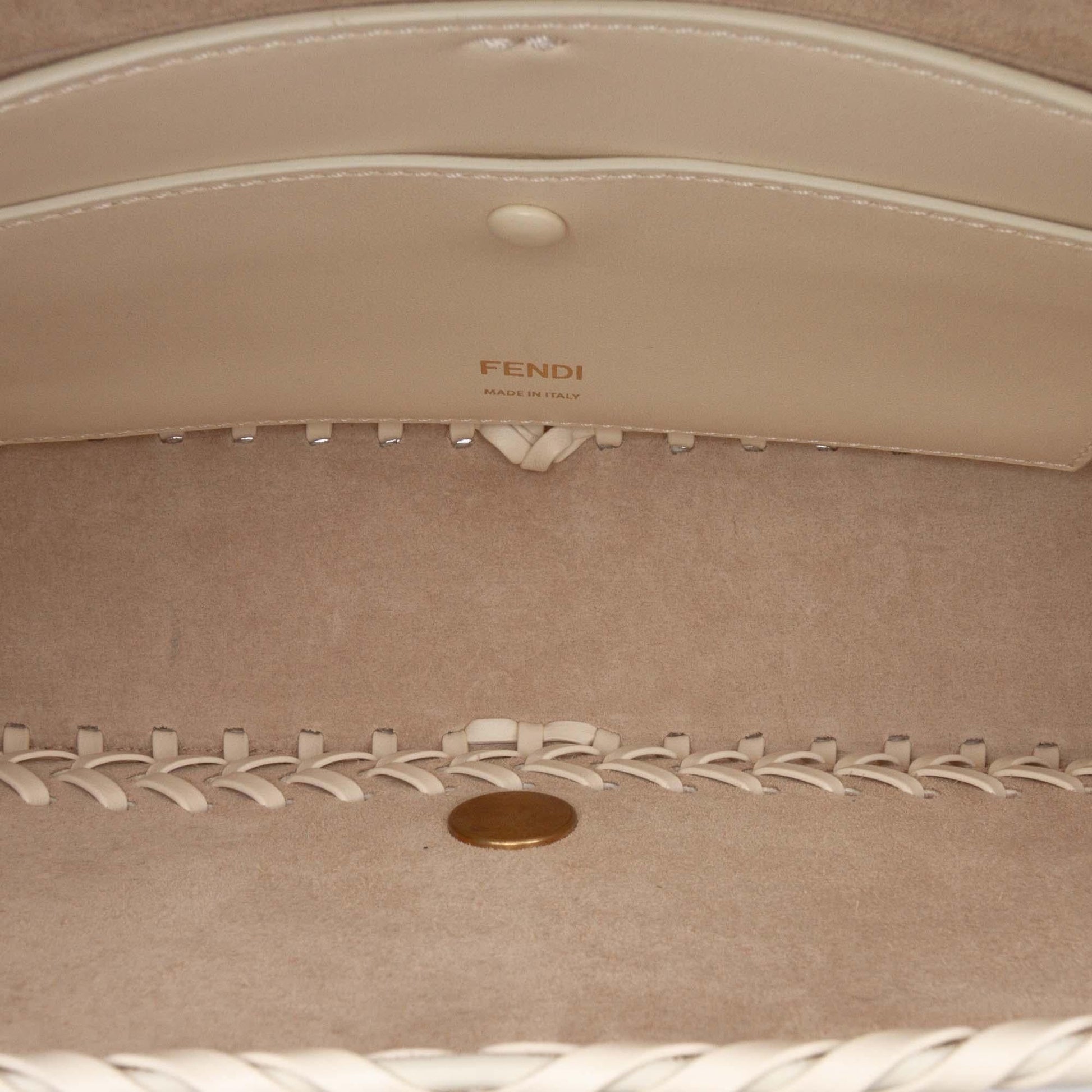 Fendi Zucca Embroidered Canvas Baguette Satchel