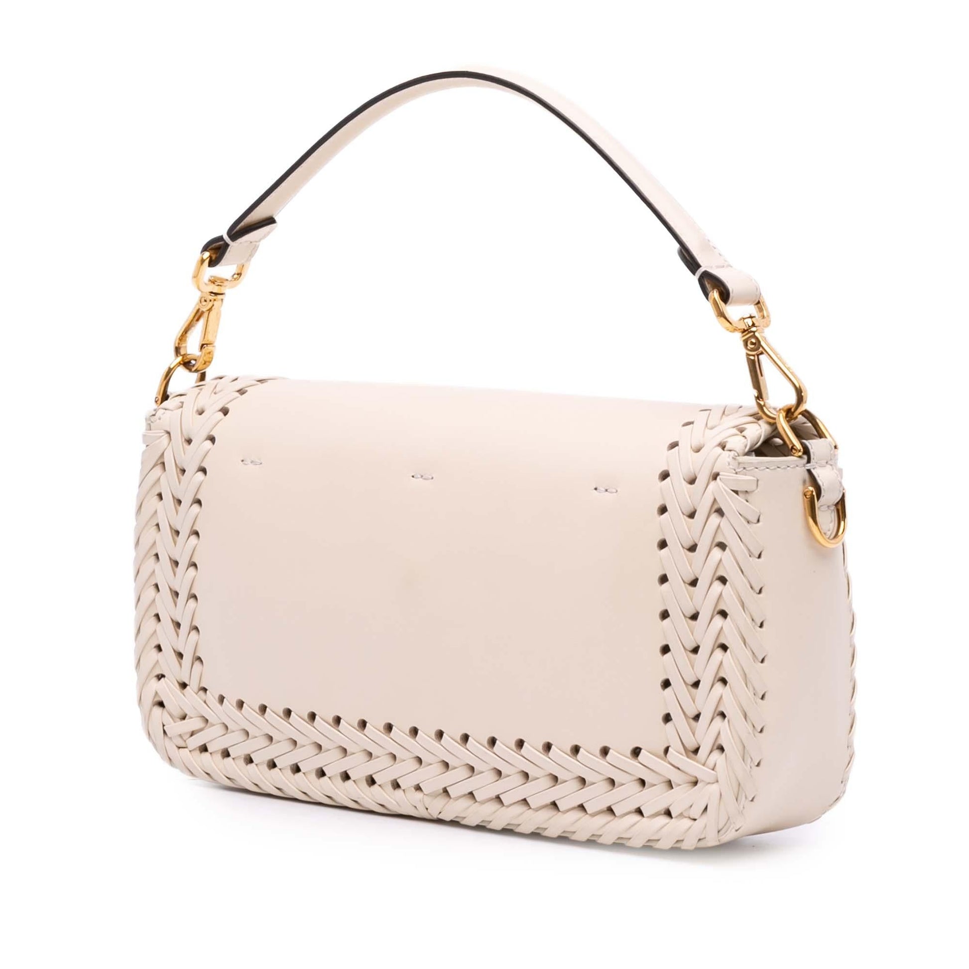 Fendi Zucca Embroidered Canvas Baguette Satchel