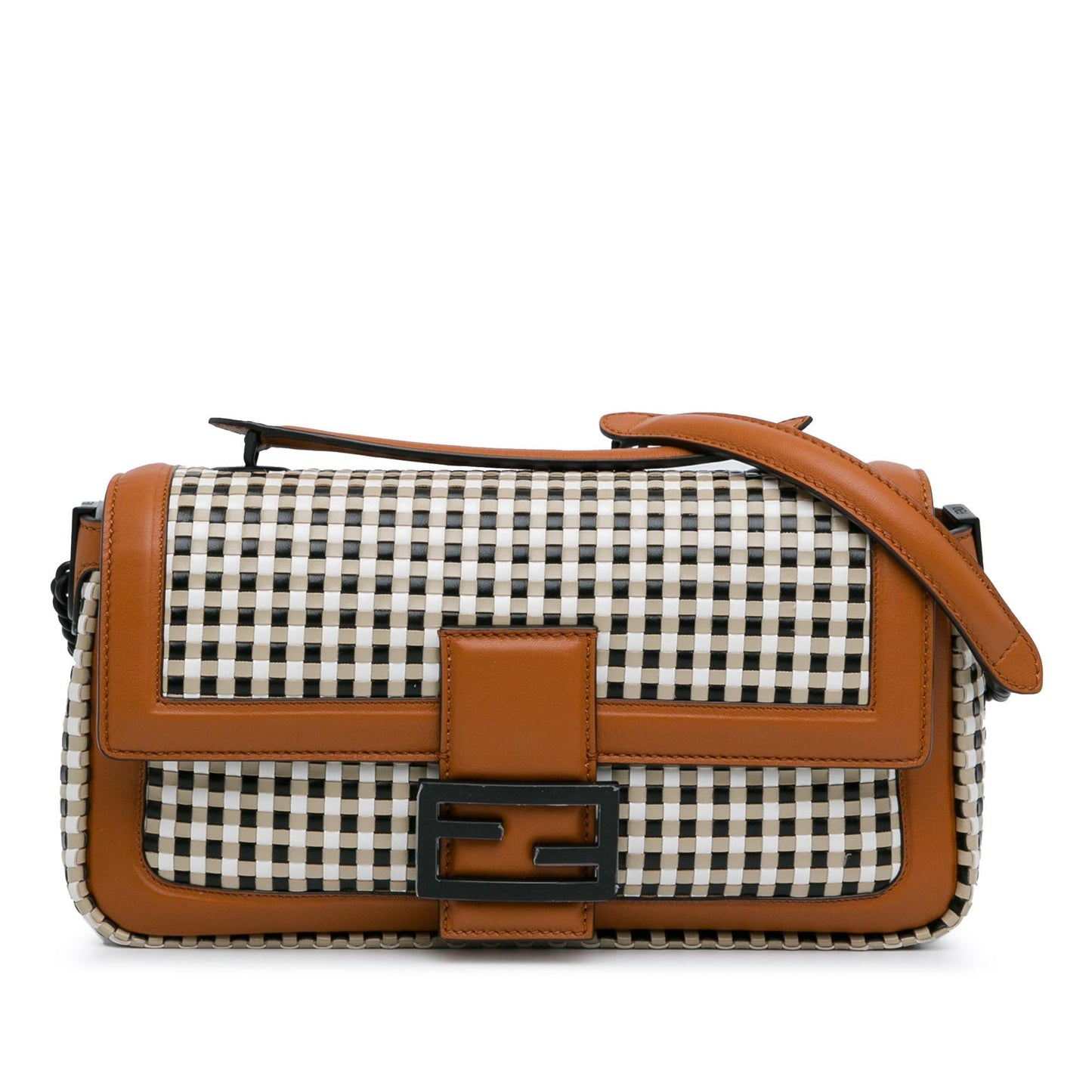 Fendi Woven Leather Chain Baguette Satchel (DfXa2v)