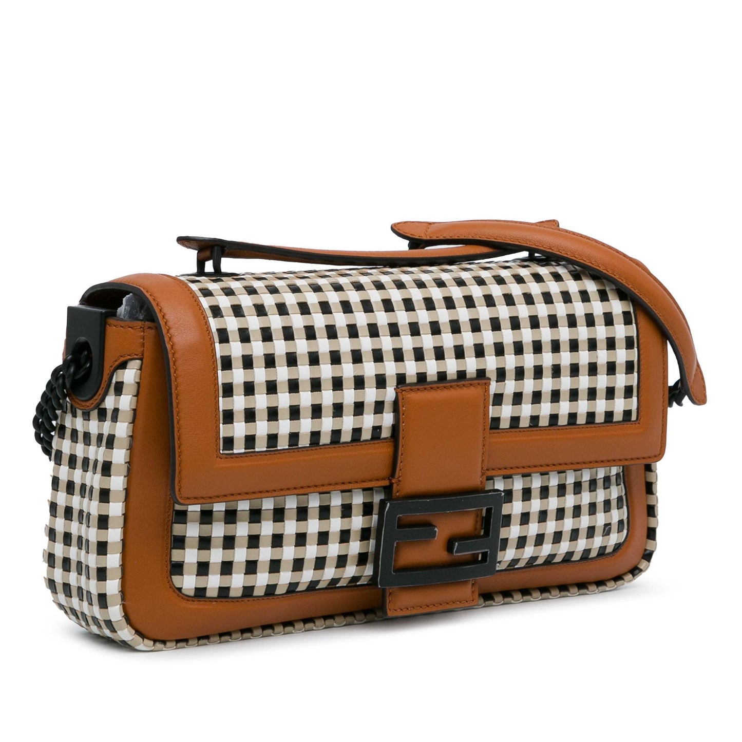 Fendi Woven Leather Chain Baguette Satchel (DfXa2v)