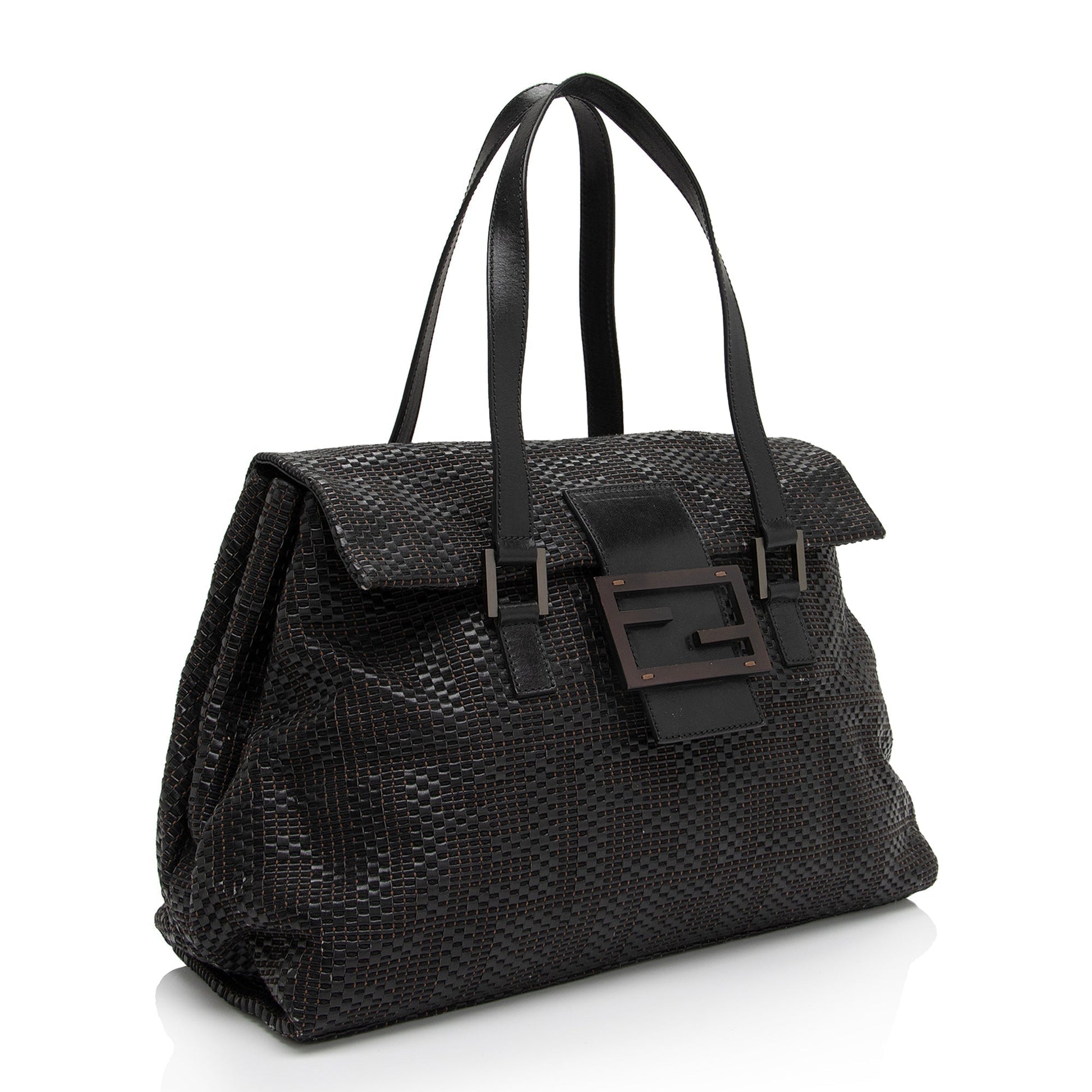 Fendi Woven Zucca Leather Forever Large Shoulder Bag