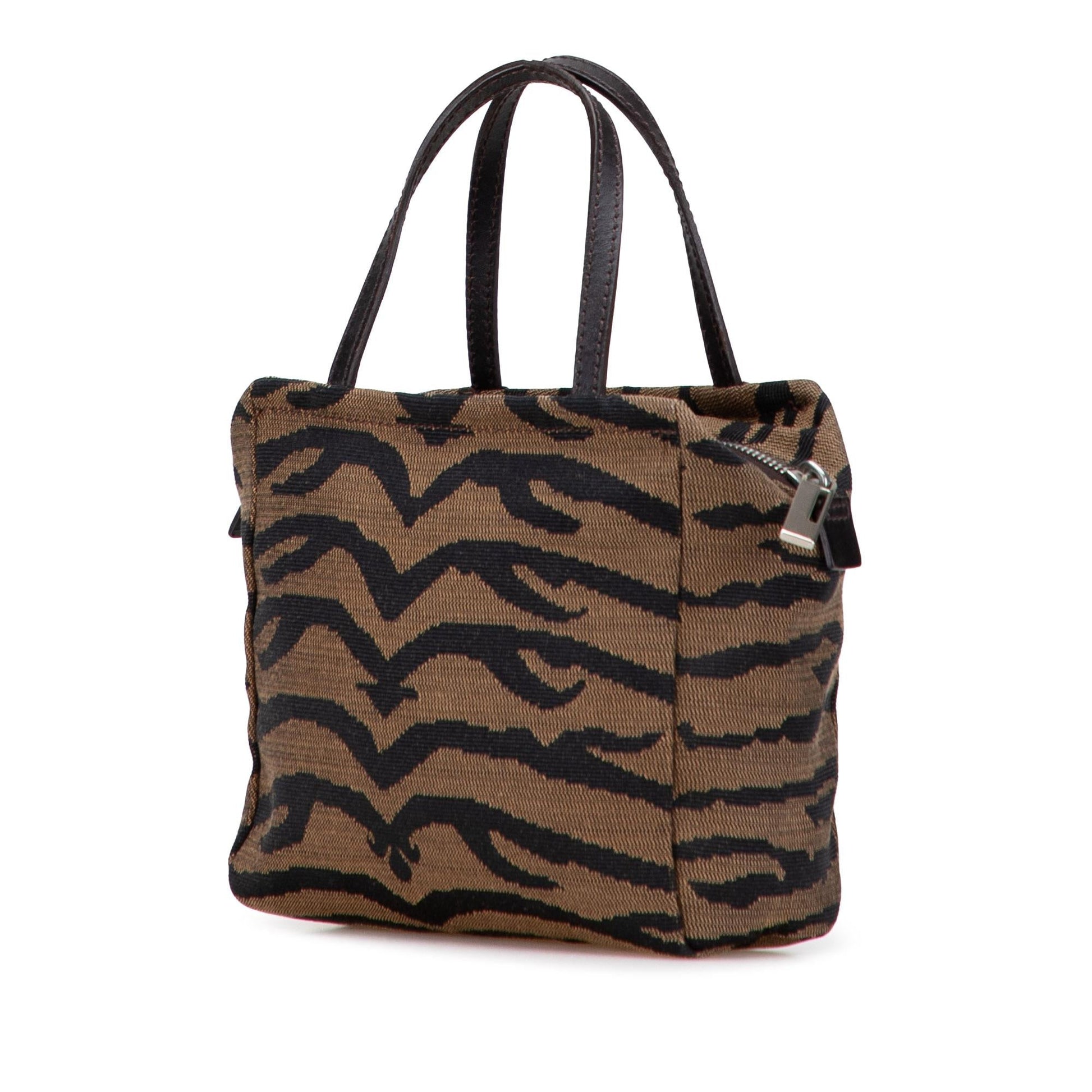 Fendi Zebra Print Canvas Handbag