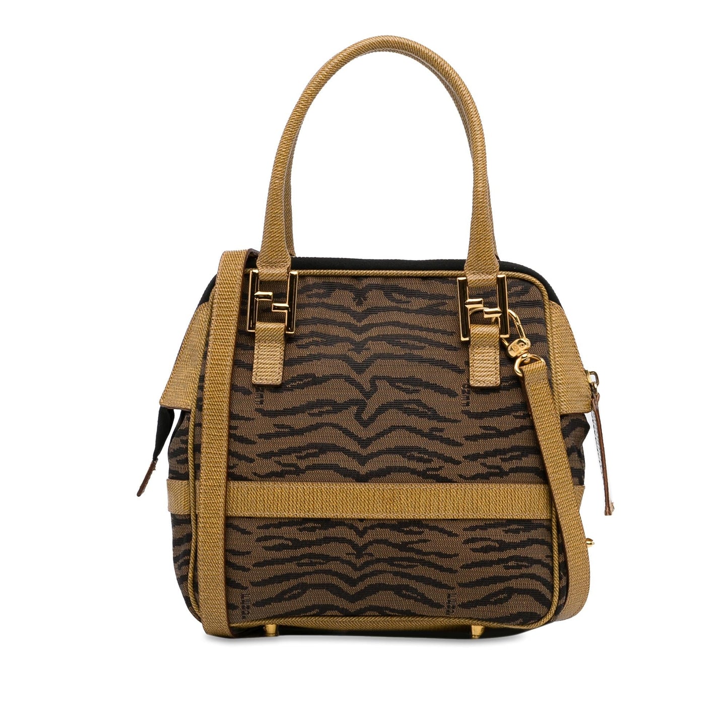 Fendi Zebra Print Canvas Satchel (osFG5D)