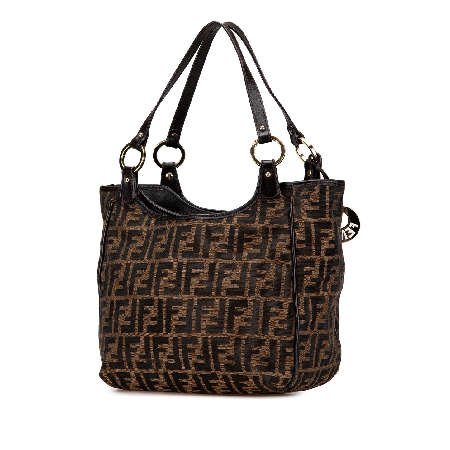 Fendi Zucchino Canvas Double Flap Shoulder Bag