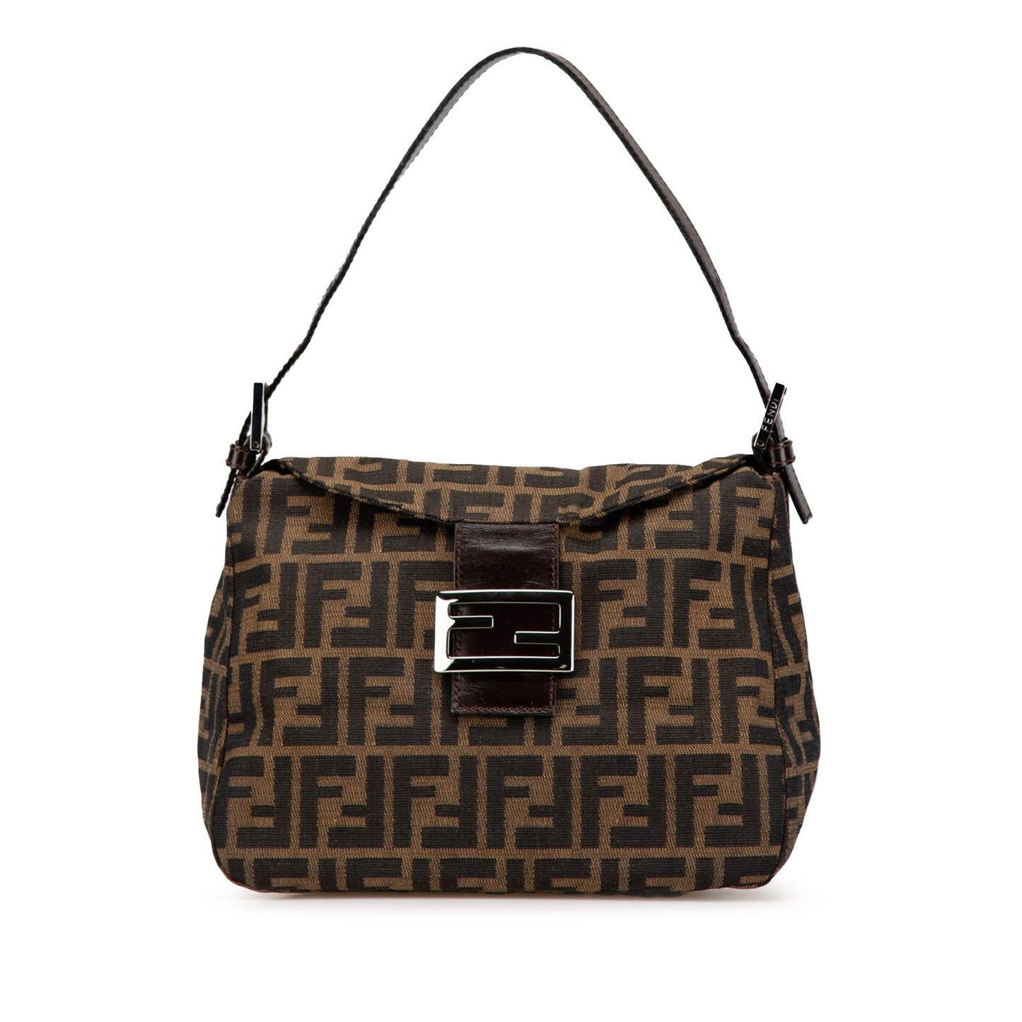 Fendi Zucca Canvas Double Flap Shoulder Bag