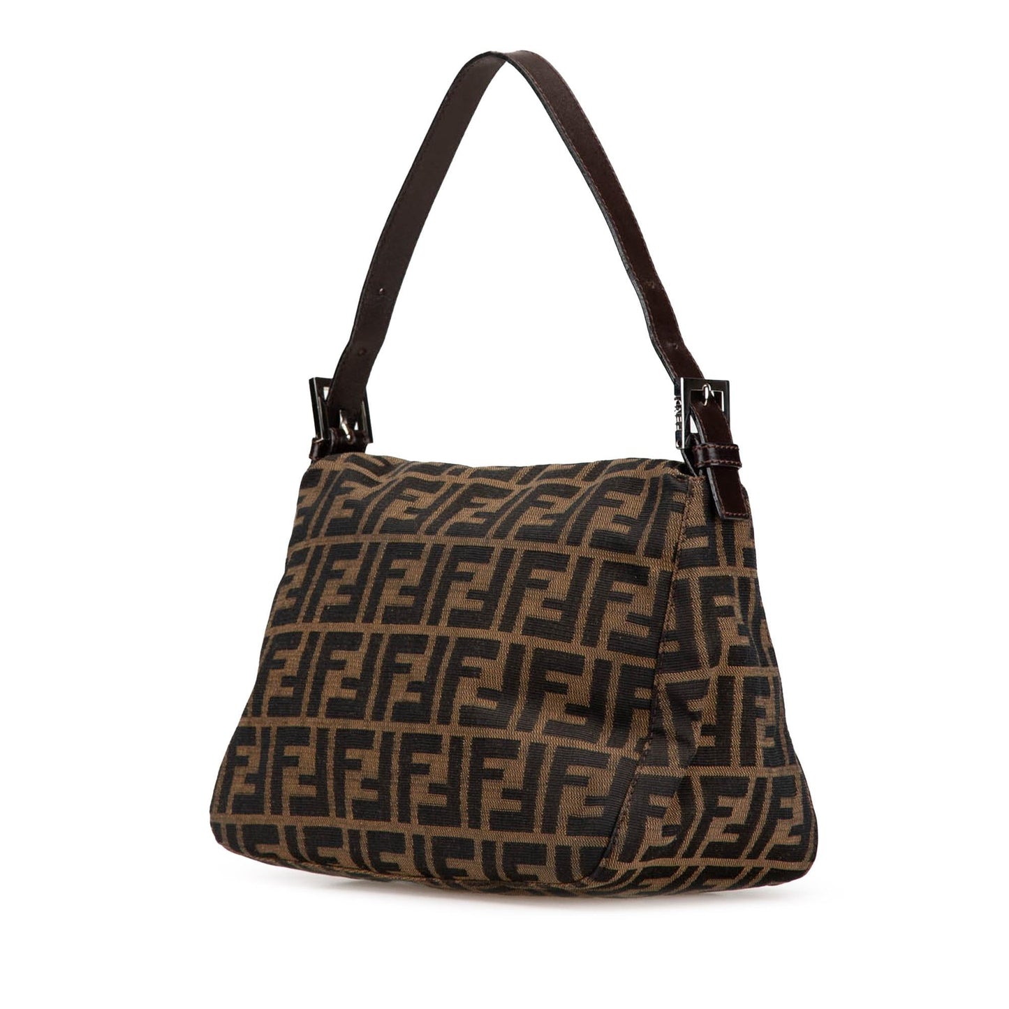 Fendi Zucca Canvas Double Flap Shoulder Bag