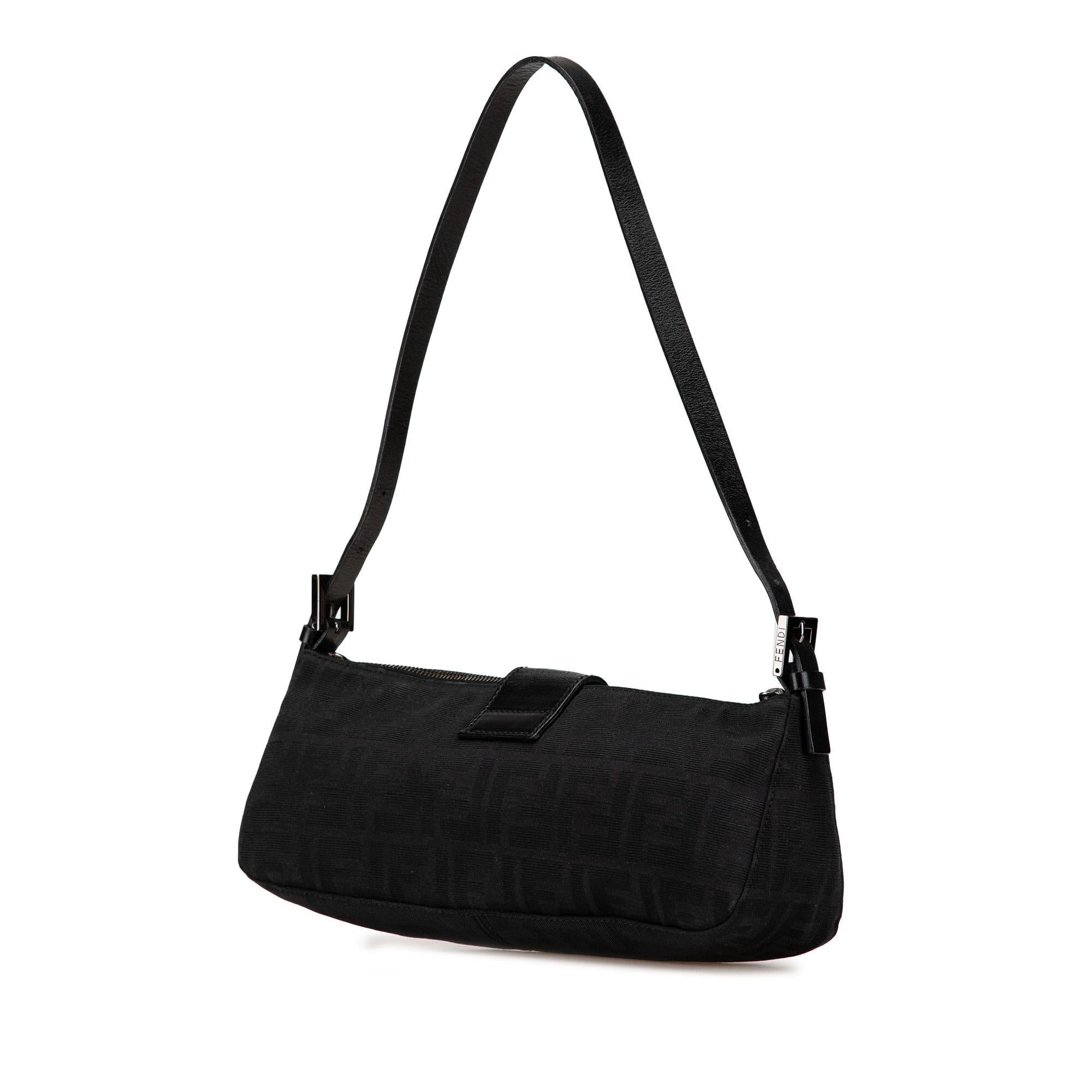 Fendi Zucca Embroidered Canvas Baguette Satchel