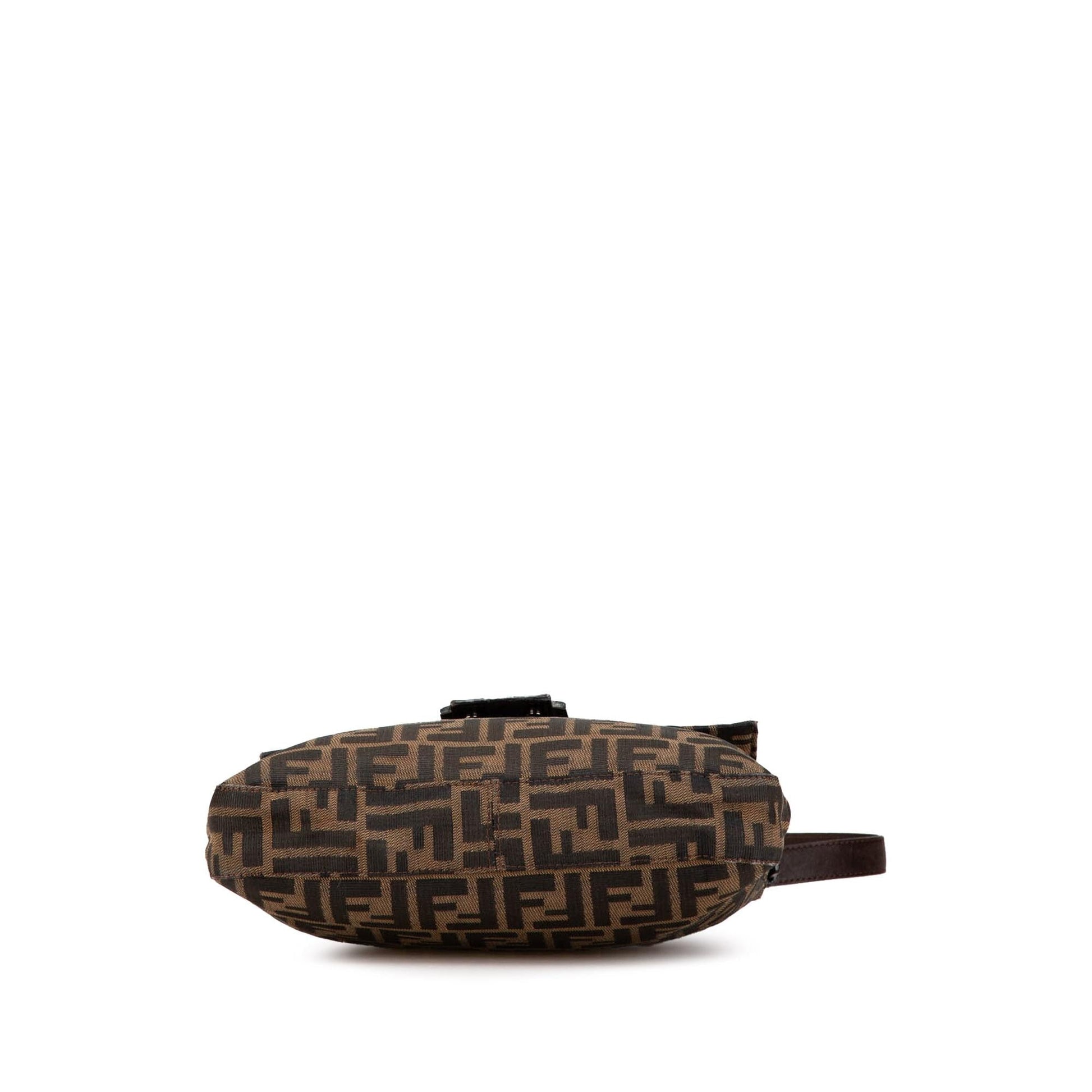 Fendi Zucca Embroidered Raffia Baguette Satchel