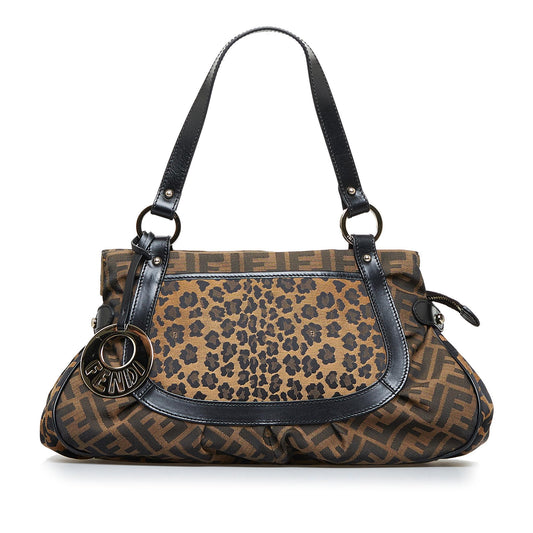 Fendi Zucca Chef Leopard Shoulder Bag (nwsCum)