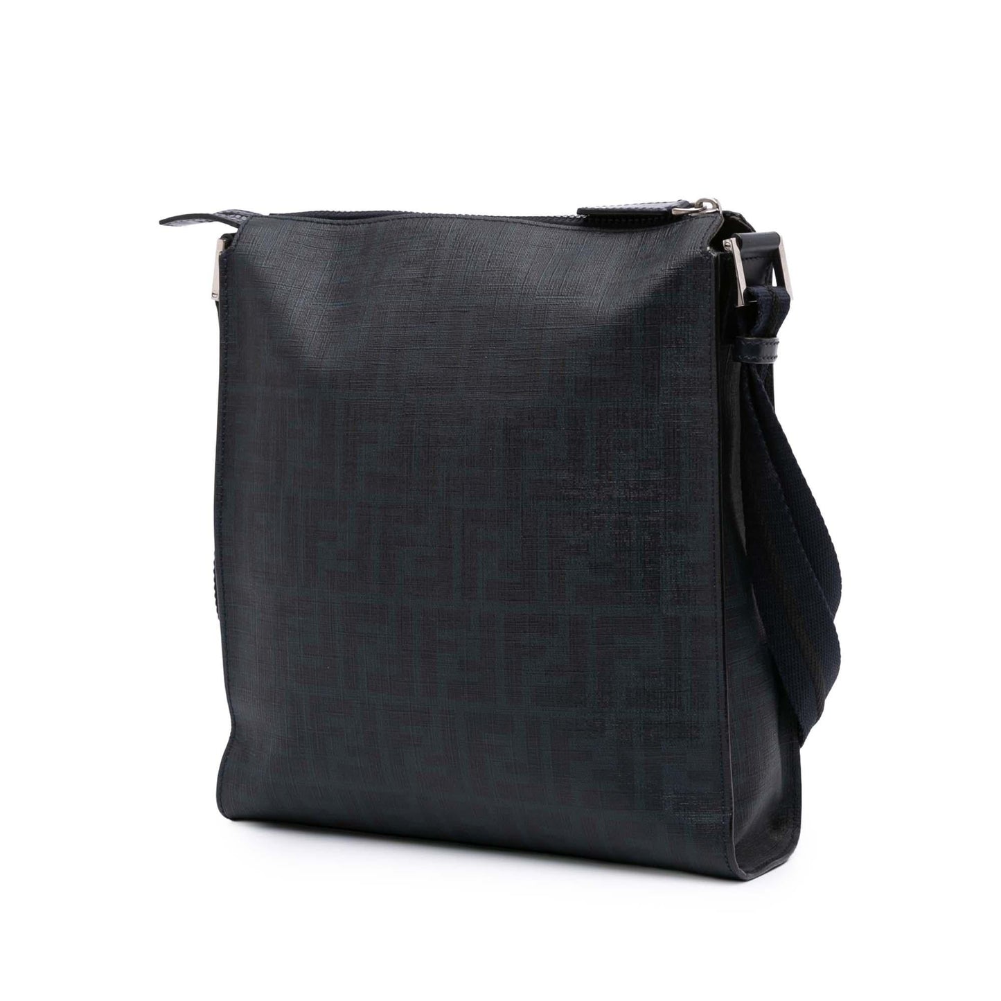 Fendi Zucca Trimmed Denim Buckle Flap Bag