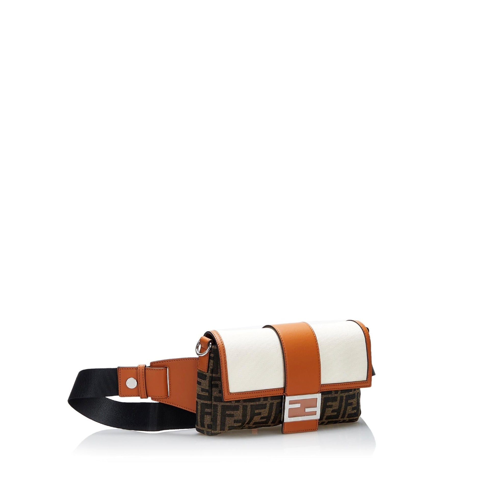 Fendi Zucca Embossed Metallic Leather Baguette Satchel