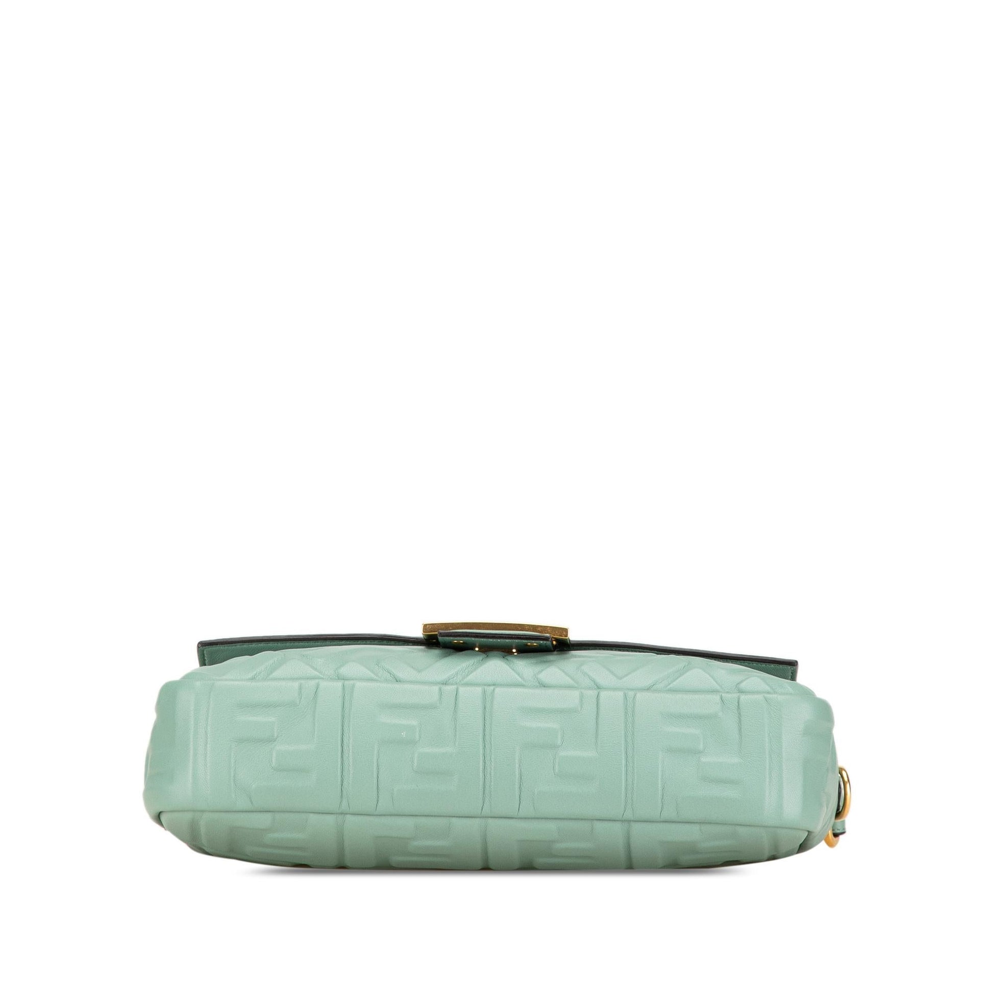 Fendi Medium Zucca Canvas Fluo Trim Baguette Satchel