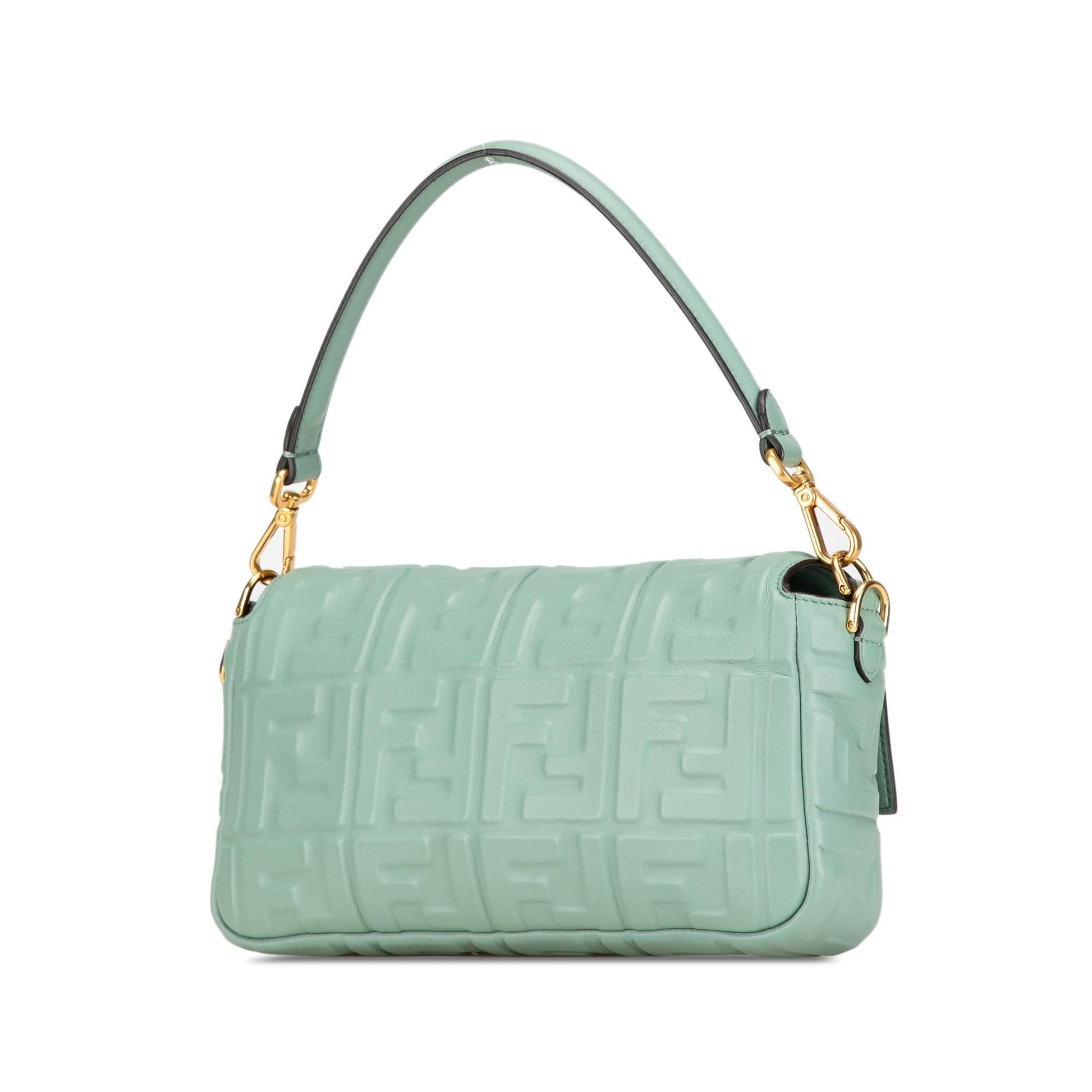 Fendi Medium Zucca Canvas Fluo Trim Baguette Satchel