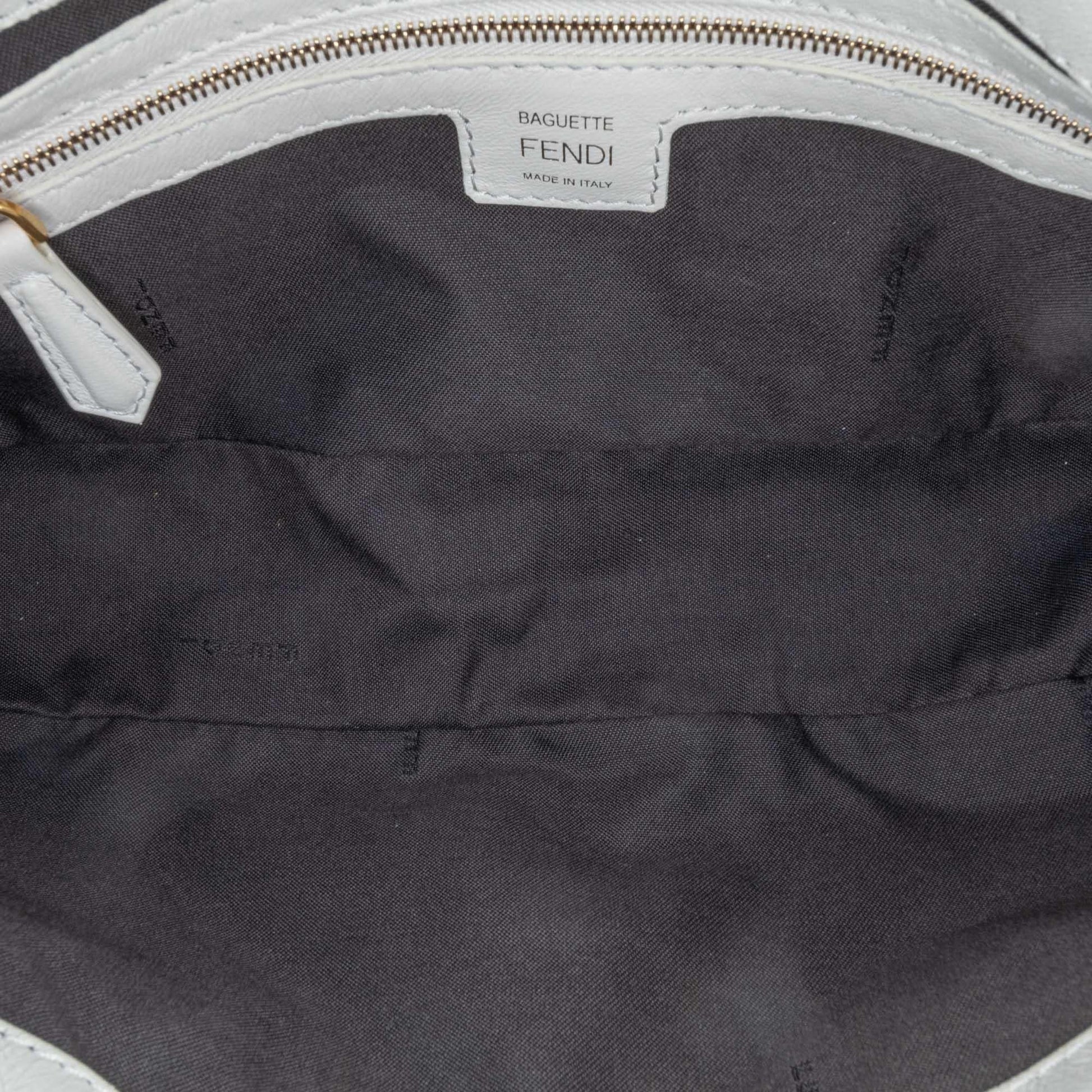 Fendi Zucca Embossed Baguette Satchel