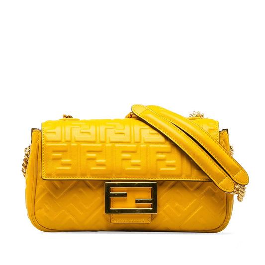 Fendi Zucca Embossed Chain Midi Baguette (0ukIAR)