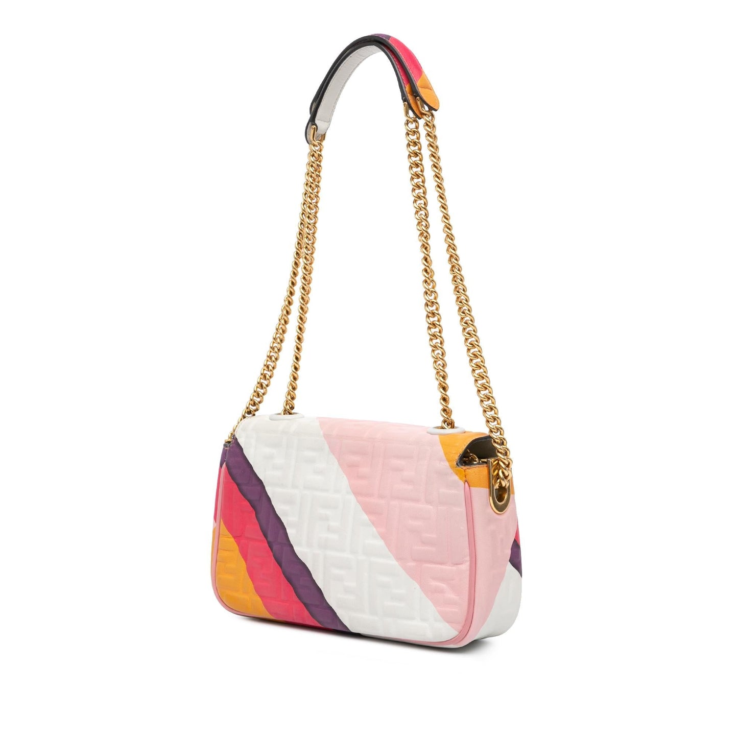 Fendi Zucca Embossed Leather Baguette Satchel