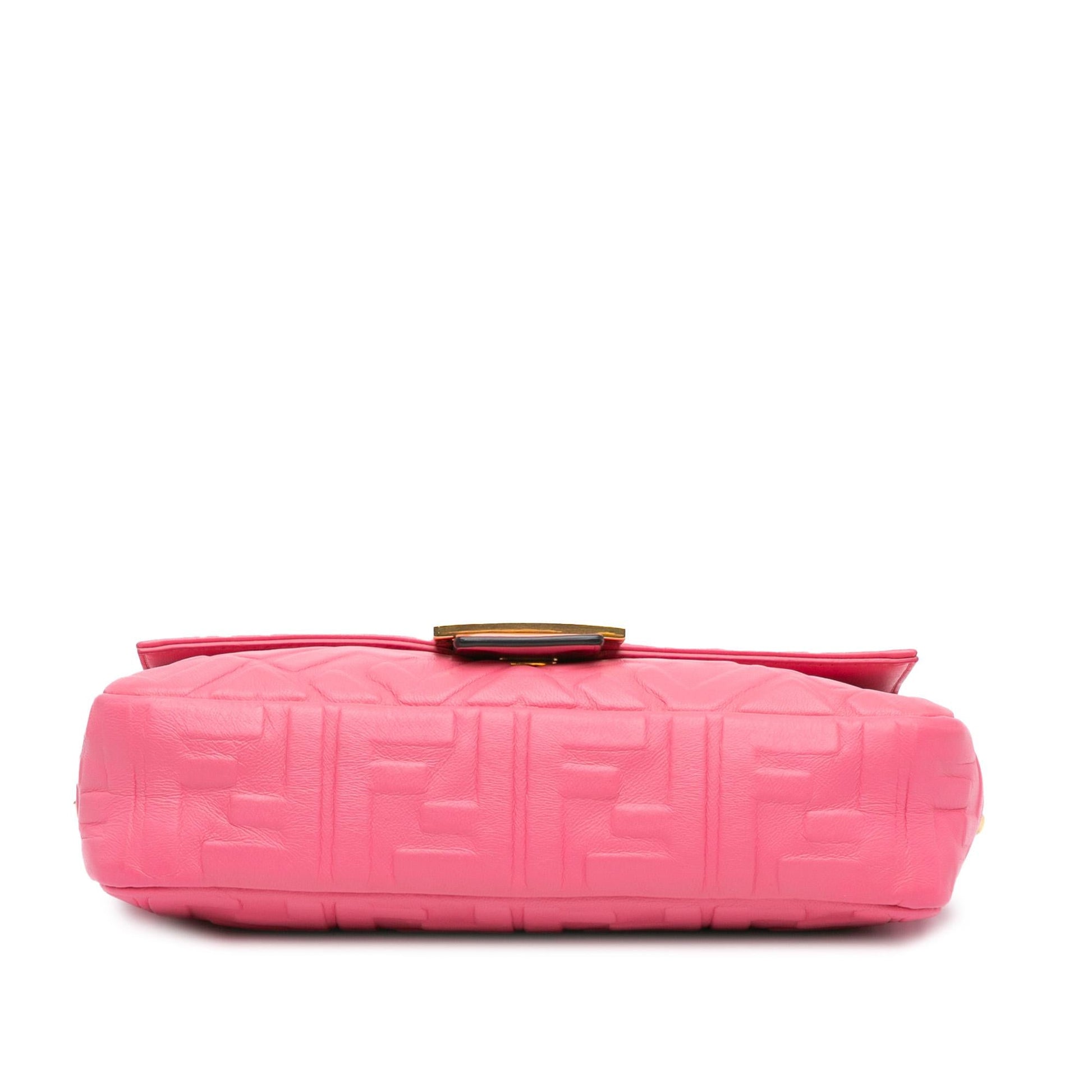Fendi Zucca Embossed Leather Baguette Satchel